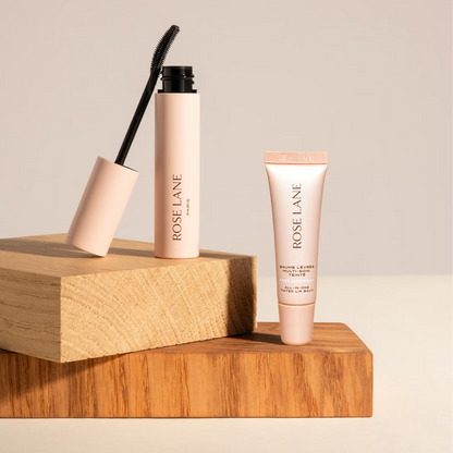 L'INDISPENSABLE SET Mascara et Baume à lèvres soin clean et naturel Noir Profond Rose Lane