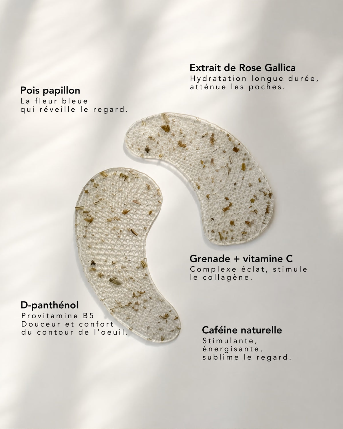 Patchs yeux hydrogel anti-cernes aux ingrédients naturels Rose Lane Paris